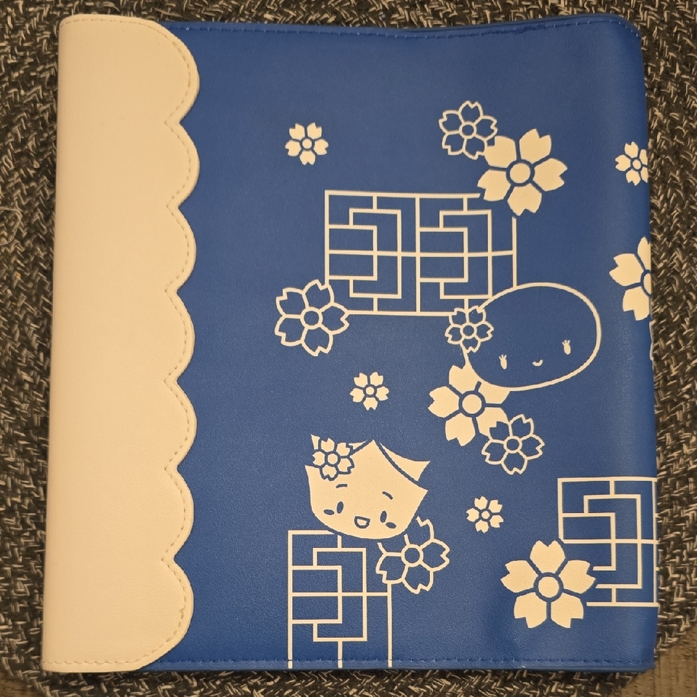 Blue and White Floral Patterned Binder